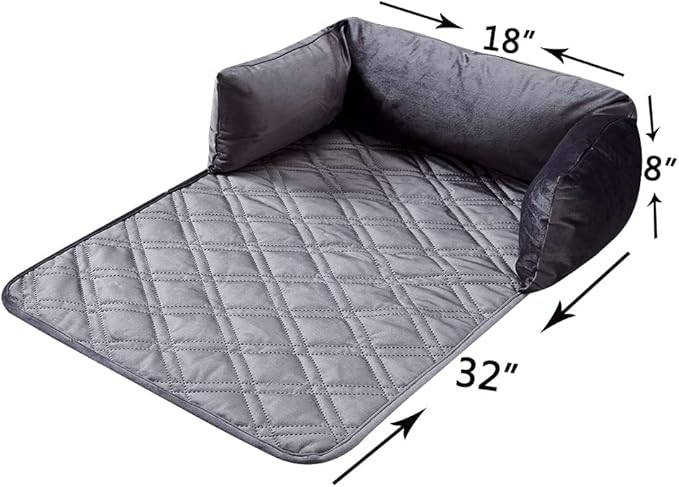 Brilliant Sunshine Premium Calming Dog Bed Mat, Silky Velvet, Removable Washable Cover, Cushion Protector and Couch Covers for Dogs, Pets, Cats, Small, Grey