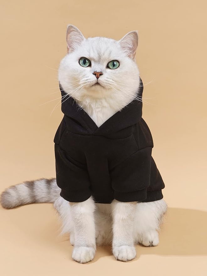 QWEEE Stylish Dog Clothes - Cat & Kitten Puppy Dog Sweatshirt - Black Small to Large