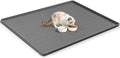 47" x 35" Silicone Cat Food Mat, Waterproof Pet Feeding Mat with Raised Edge, Extra Large Cat Bowl Mat Water Bowl Placemats for Cats, Non-Slip, Protects Floors, Easy to Clean (Dark Gray)