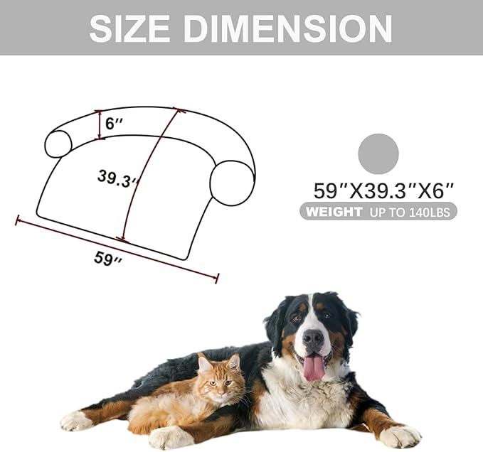 Calming Dogs/Cats Bed Mats, Dog Pad Washable Removable Couch Cover, Plush Long Fur Mat for Pets, Waterproof Lining, Perfect for Small, Medium and Large Dogs and Cats (Light Gray, 59"x39")