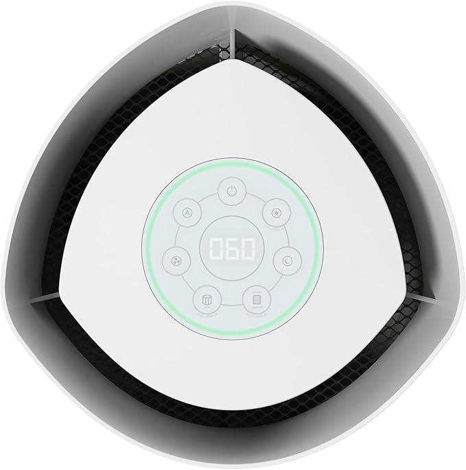 GermGuardian Airsafe+ XL Intelligent Air Purifier for Home, Wildfire Smoke, Pollen, Odors with HEPA Pure Filter, UV-C, Air Quality Indicator, for Large Rooms 1680 sq. ft, 20”, Gray/White, AC3200