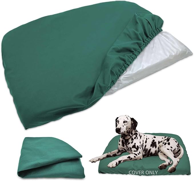 Dog Bed Cover Waterproof Replacement Machine Washable Covers for 47x29 Inch Dog Bed Heavy Duty Scratch Resistant Mattress Protector Pet Bed Cover Only Dark Green