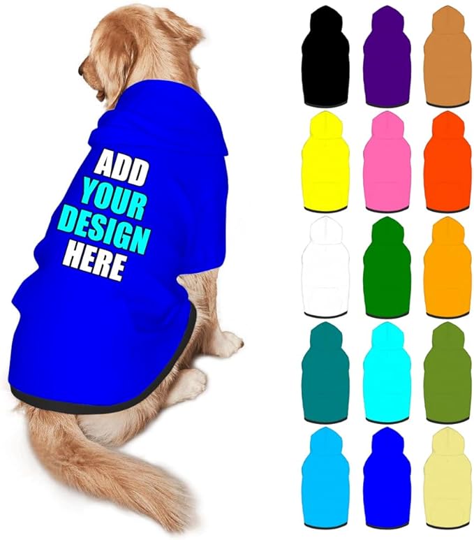 Customized Dog Hoodie with Name Logo Personalized Text Soft & Warm for Puppy Sweatshirt Hooded for Small Medium Large Dogs Girl/Boy Cats/Kitten, Blue, M
