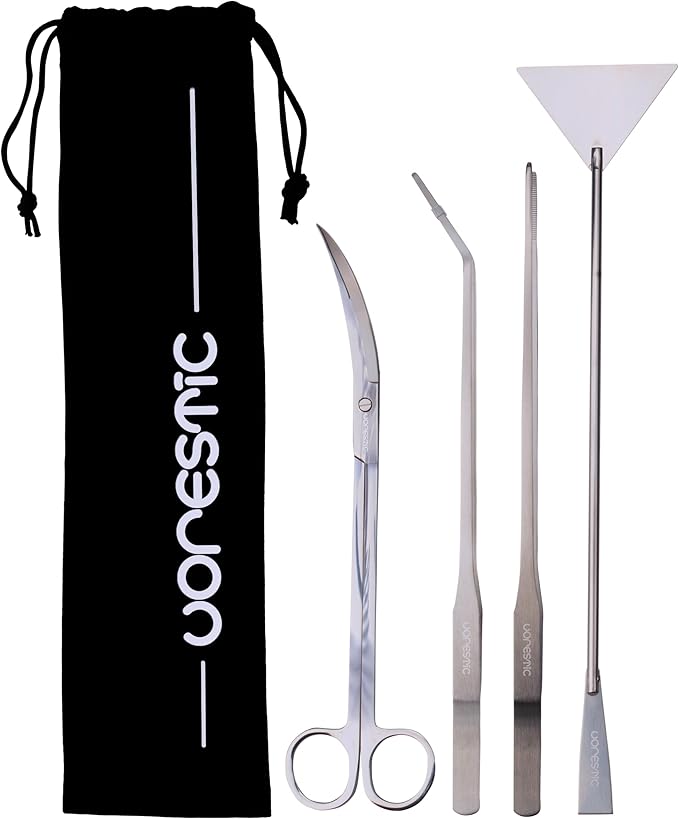 VORESTIC 4Pcs Aquascaping Tools, Stainless Steel Aquarium Tweezers, Scissors and Spatula - Aquascape Tools Set for Trimming, Maintenance