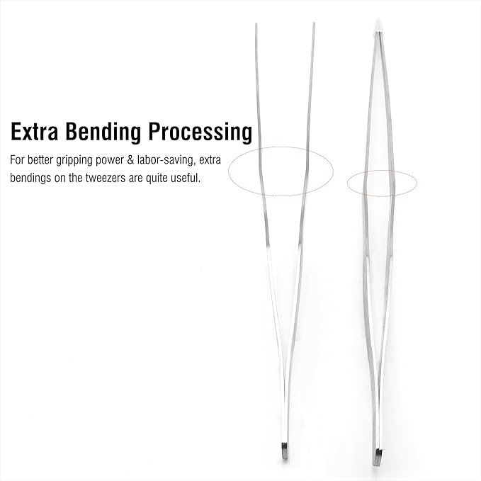 2Pcs 15 inch Extra Long Rustproof Tweezers for Salt & Fresh Water, Heavy Duty Reptile Feeding Tongs for Aquarium & Terrarium, Large Metal Snake Feeding Tongs, SUS 304 Stainless Steel Tweezers