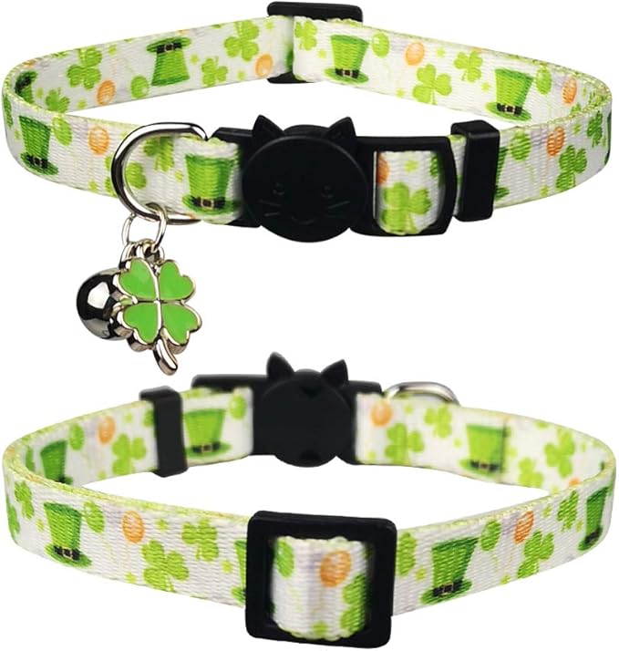 3 Pack St. Patrick's Day Cat Collar with Bell Breakaway Adjustable