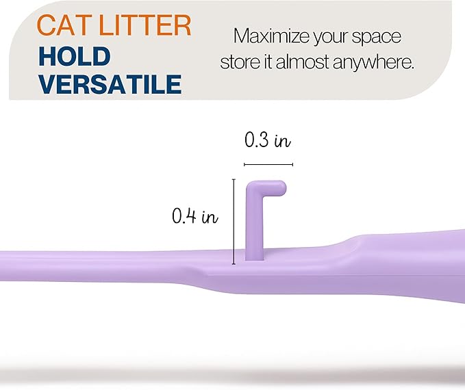 cat Litter Scooper with Holder: Easy-to-Clean cat Scooper for Litter Box; Ergonomic Handle Design for Pooper Scooper cat; Compatible with Clumping and Pellet Litter Scoop. (Lilac)