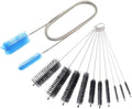 Aquarium Filter Brush Set, Flexible Double Ended Bristles Hose Pipe Cleaner with Stainless Steel Long Tube Cleaning Brush and 10 Pcs Different Sizes Bristles Brushes for Fish Tank or Home Kitchen