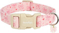 Pink Bow Dog Collar, Adjustable Cotton Dog Collar for Small Medium Large Dogs, Cute Puppy Collars for Girl Female Dogs, Ideal for Gifts,Pet Accessory,S