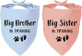 2 Pack Dog Bandana Pregnancy Announcement, Big Brother Sister in Training Gender Reveal Puppy Dog Scarf Accessories, Adjustable Pet Bandana Scarf for Small Medium Large Dogs