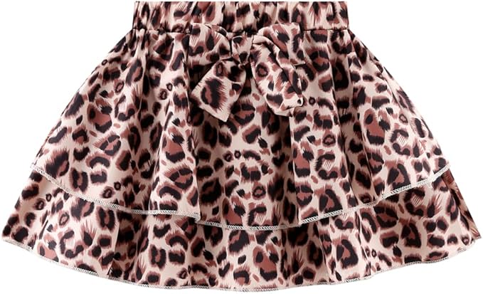 Girls Skirt Set 2 Piece Outfit Toddler Summer Clothes Ruffle Sleeve T-Shirt Bow Knot Tutu Skirt Outfit Set