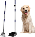 Pooper Scooper for Dogs, Dog Pooper Scooper Long Handle, Height Adjustable Pet Pooper Scooper, Poop Scoop Shovel, Detachable Rake and Tray Set Pet Waste Removal on Grass Dirt and Gravel