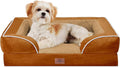 Comfort Expression Orthopedic Dog Bed for Medium Dogs 28x19 Inch, Waterproof Supportive Egg Crate Foam Medium Pet Bed with Removable Bolsters, Dog Couch with Washable Cover & Non-Slip Bottom, Orange
