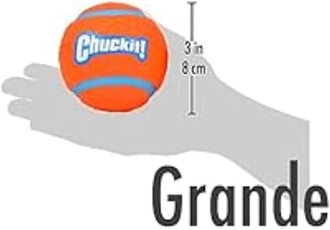 Chuckit! Dog Tennis Ball Dog Toy, Large (3 Inch Diameter) for dogs 60-100 lbs, Pack of 2