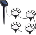 Paw Print Solar Lights - Outdoor Garden Decoration Waterproof, Cat Dog Animal Set (4), Pet Cemetery, Grave Memorial, Gifts for Pet Lovers (Cool White)