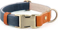 Plutus Pet Genuine Leather & Hemp Dog Collar – Adjustable Heavy Duty Pet Collar with Quick Release Metal Buckle, Soft & Stylish for Puppy and Small, Medium, Large Dogs (Blue, L)