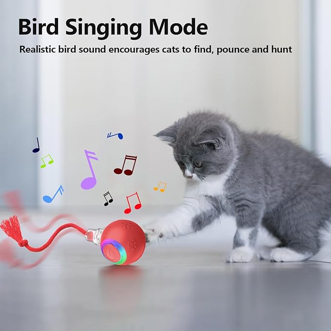 FUNNYDUCK Speed 2.0 Tail Interactive Cat Toys for Indoor Cats – Smart Motion-Activated Rolling Ball with Tail, Chirping Sounds, and USB Rechargeable Design for Enrichment & Exercise