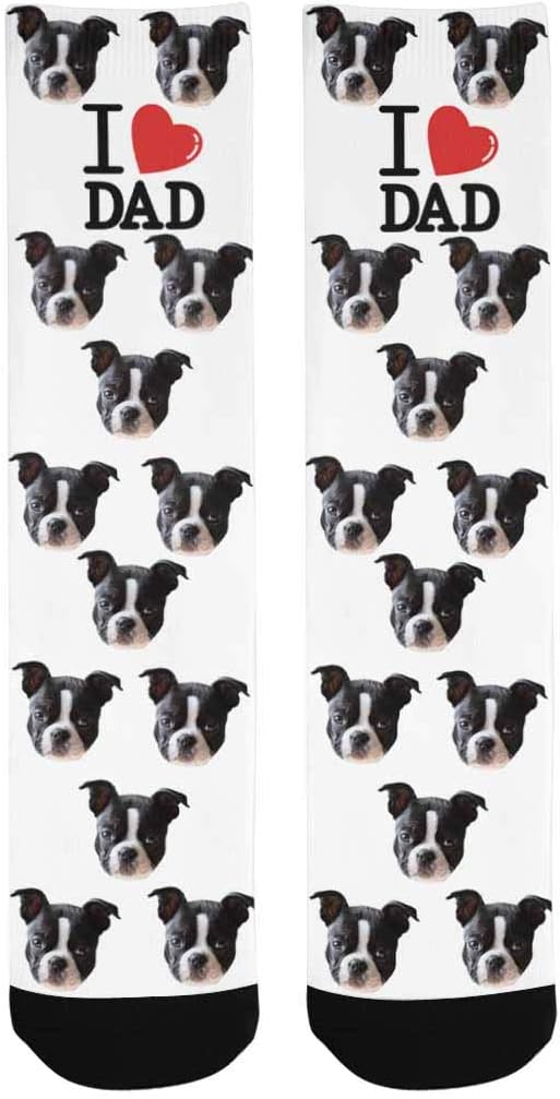 Custom Face Socks, Personalized Dog Lover Pet Photo Picture on Socks Unisex Athletic Crew Socks for Men Women