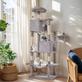 Sweetcrispy 66 Inch Cat Tree Tower, Multi Level Cat Climbing Tower with Natural Sisal Scratching Posts, Hammock, Pet Condo for Indoor Cats and Kittens Play, Grey