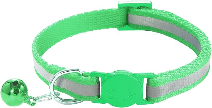 2 Pack Cat Collars - Reflective, Breakaway Design with Bells, Adjustable from 7.5 to 12.5 Inches, Ideal Kitten Collar for Both Girls & Boys (Light Green)