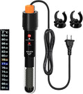PULACO 50Watt Aquarium Heater for 6-15 Gallon Fish Tank, Adjustable Submersible Heater Thermostat with Thermometer Strip and Suction Cup