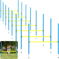 8 Set Dog Agility Jump Adjustable Dog Agility Hurdle Training Equipment Portable Jumper Hurdle Park Indoor Outdoor Exercise Tool 3.44ft High/ 2.95ft Wide(Blue and Yellow)