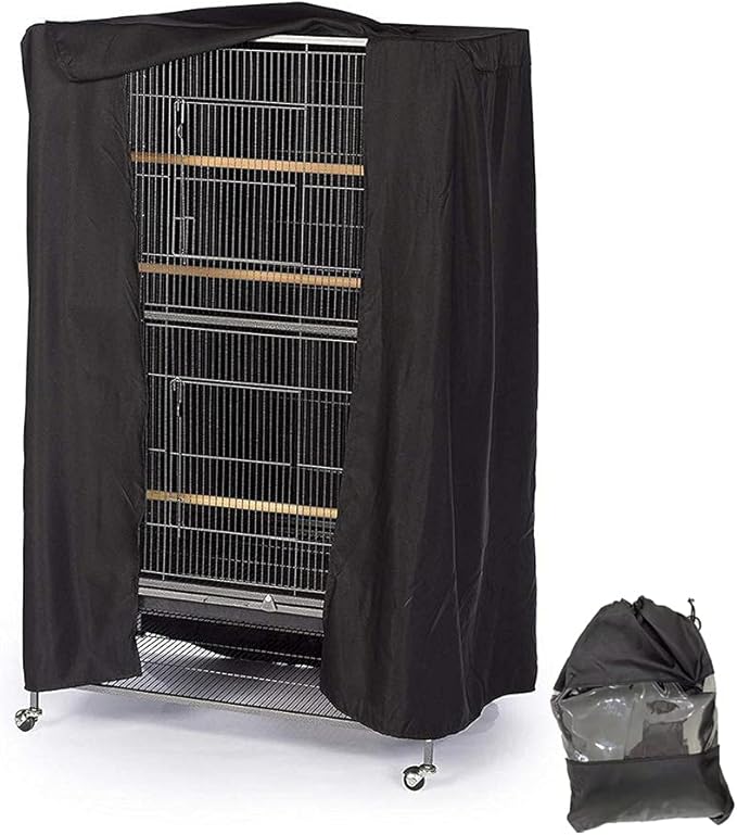 Bird Cage Covers for Night Large Birdcage Protection Blackout Breathable Washable Waterproof Material Universal Fit Black