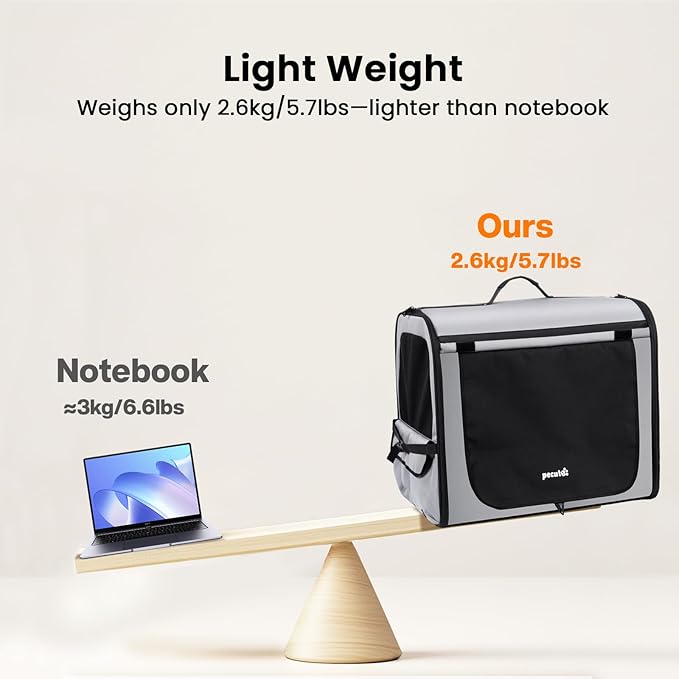 Dog Car Carrier Light Weight 24×17.7×20.5in, Dog Carrier Easy to Assemble, Dog Car Crate Portable and Breathable, Foldable Pet Carrier for Indoor and Outdoor, Dog Travel Crate with Curtain Gray