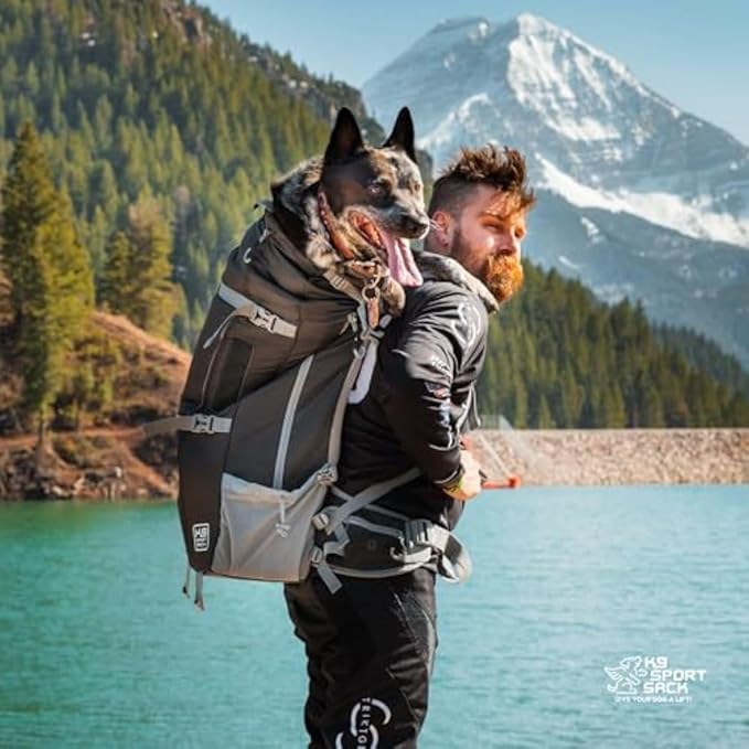 K9 Sport Sack Kolossus - Large, Black - The Big Dog Backpack - Ideal for Dogs 20-22” Long - Fully Adjustable Pet Carrier - Doubles as a Professional-Grade 60L Hiking Pack