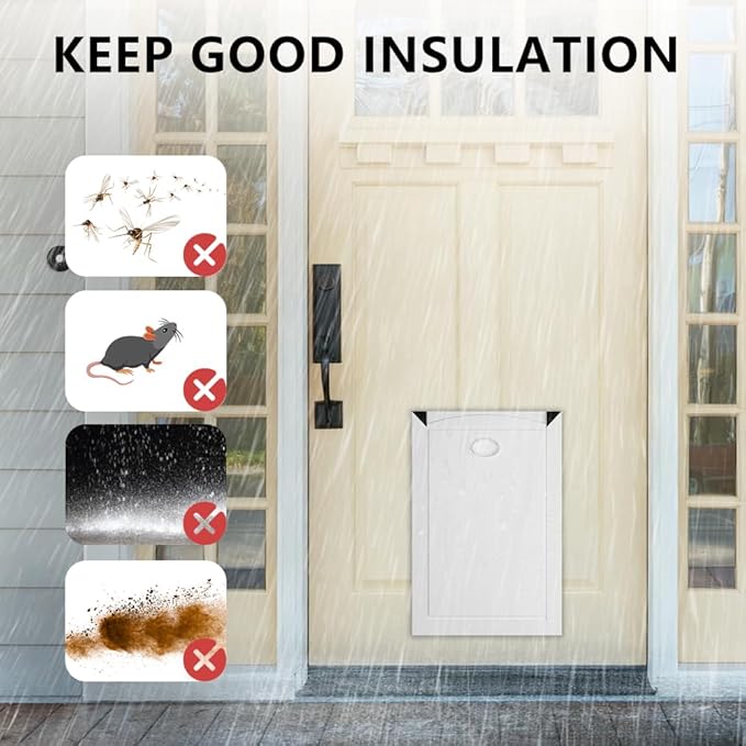 [MAVRICPOWER] Aluminum Large Dog Door for Extreme Weather, Doggie Door with 2 Sliding Lock Panels, Doggy Door for Dogs Up to 80 lbs