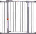 BABELIO 36" Tall Baby Gate, 26-40" Wide Auto Close Pet Gate, PressGuard C5 Pressure Mounted Metal Dog Gate, Easy-Install No Drilling, No Tools Needed, with Wall Protectors and Extension Kits, Gray