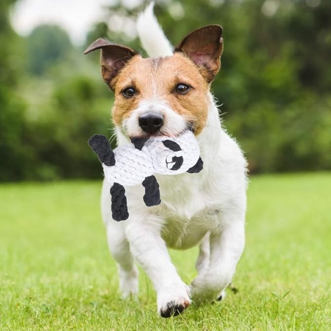 Pet Cotton Rope Biting Chewing Molar Toy, Cartoon Animal Shape & Pure Manual Weaving, Dog Rope Toys with Strong and Hard, Grind and Clean Teeth, Relieve Pressure (Panda)
