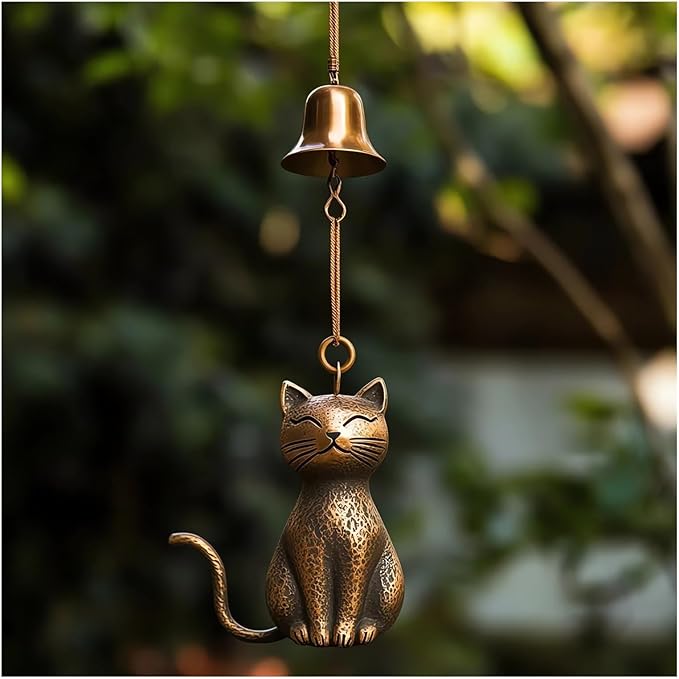Cat Wind Chime 2025 New Unique Cat Garden Decor Outdoor Cat Statue Themed Gifts Wind Chimes for Cat Lovers Women Hanging Memorial Ornaments Windchimes Bell Outside Yard Home Porch Decorations (D1)