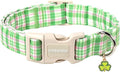DOGWONG Pink Plaid Adjustable Pet Collar Comfortable Spring Summer Puppy Collar Cute Cotton Collars Durable Necklace Gift for Small Dogs,S