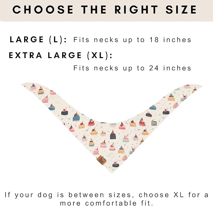Birthday Dog Bandanas Extra Large, Reversible Colorful Cakes Stripes,Soft Breathable Adjustable Scarf for Large Extra Large Dogs, Boy Girl Party Outfit Accessory Gift