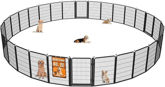 Wide Gate Dog Fence Outdoor Pens Outside,Portable Dog Play Pen 40" H 30 Panels Pet Playpen Exercise Pens for Puppys Small Medium Large Dogs RV Camping Yard Garden Indoor