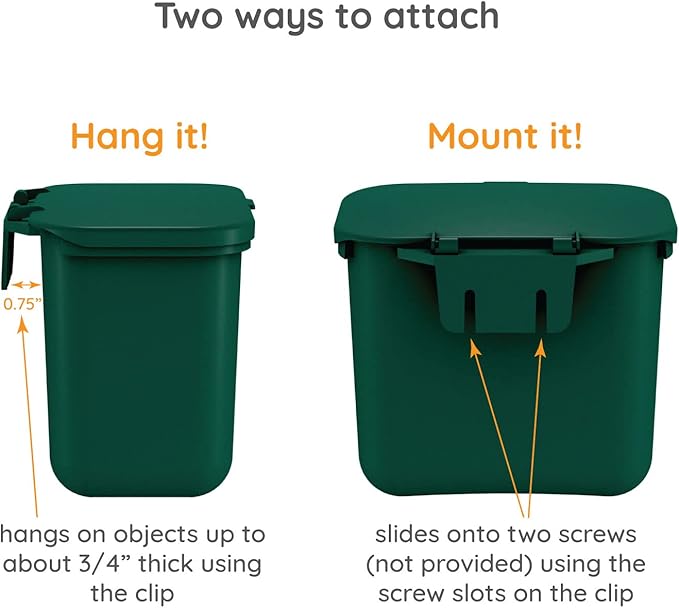 Small Hanging Wastebasket for Dog Poop in Green (Holds 7-14 Bags)