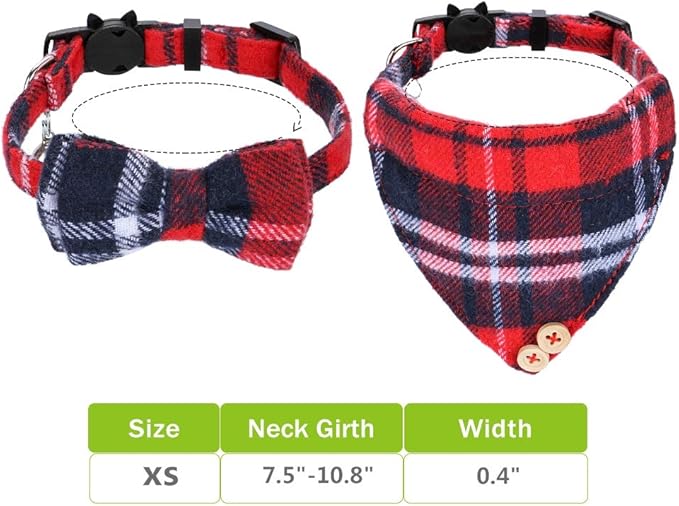Faleela Breakaway Cat Collar with Bells - 2 Pack Cat Collar with Bells, Cat Collars with Bandana, Accessories for Pet Collars, Adjustable for Cats and Small Dogs