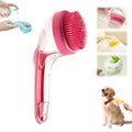 Pet Bath Brush, 2025 New 2 in 1 Dog Bath Brush with Built-in Shampoo Dispenser, Pet Wash Brush for Bathing Dog Grooming Massage Brush for Long Short Haired Dogs Cats Shower (Pink, Fine teeth)