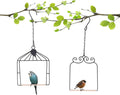 2PK Metal Frame Hummingbird Swings and Perches with Wooden Dowel Black Bird Swing Outdoor Bird Perch Humming Bird Swing