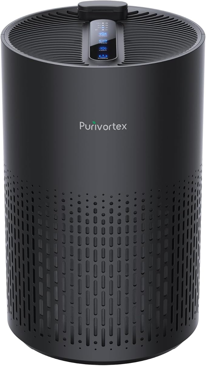 Purivortex Air Purifiers for Home, Quiet HEPA Air Filter for Pollen, Smoke, Dust, Pet Dander, Odor, Hair, Covers Up to 880 Sq Ft (Model: PX500 Black with Fragrance Sponge)