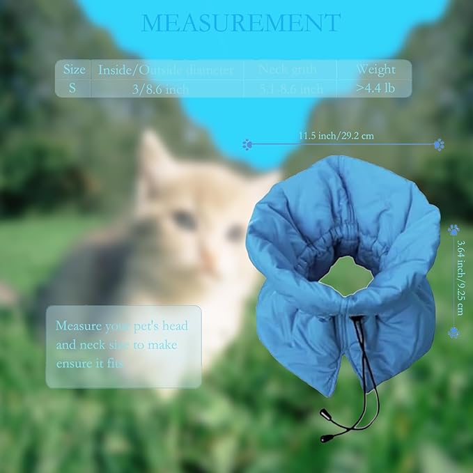 Cat Recovery Collar, Soft Adjustable Cat Cone Alternative, Lightweight Waterproof Fasteners Collars for Cats Kittens Puppies, After Surgery Stop Licking, Skin Protectionor or Post-Surgery.