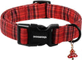 DOGWONG Christmas Plaid Dog Collar, Cute Adjustable Red Tartan Collar, Red Grid Dog Collar with Strong Plastic Buckle for Small Medium Large Dogs,L