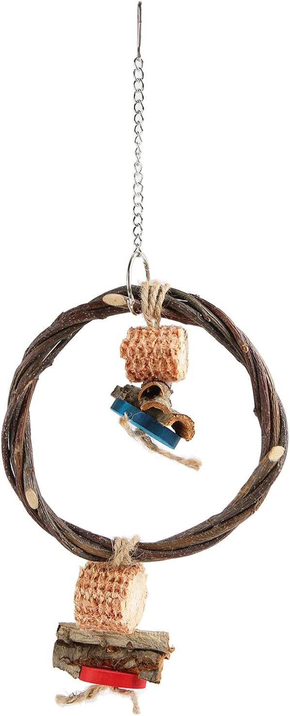 Bird Swing, Wood, Corn Cob, Non, Edible Coloring, Beak Sharpening, Anxiety Relief, Parrot Chew Toy for Boredom and Climbing (11.5x26.5x3.5cm/4.5x10.4x1.4in)