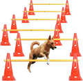 TNZMART Dog Agility Hurdle Cones Pet Jump Training Set Dog Agility Course Backyard Set Adjustable Obstacle Training Set (Orange, 6 Sets)