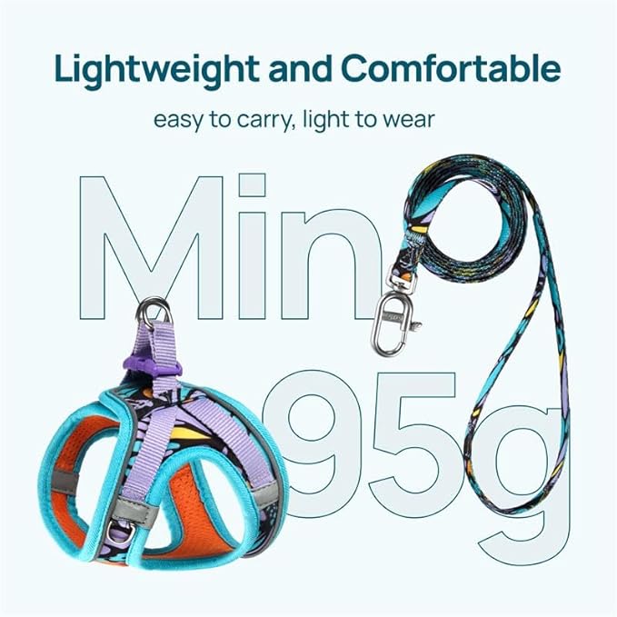 Cat Harness and Leash Set, Step-in Escape Proof Adjustable Vest Harness for Small Medium Large Cats, Lightweight Soft Breathable Reflective Kitten Harness for Walking Travel, Camping(Butterfly, M)