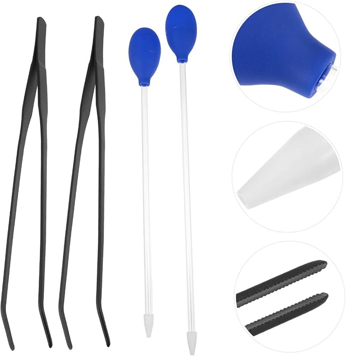 Happyyami Aquarium Cleaning Kit 4pcs Fish Tank Tools Pipette Dropper Feeder Tweezers Aquarium Accessories