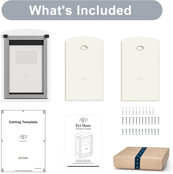 Cat Door for Wall, Energy Efficient Pet Door with Steel Frame, Telescoping Tunnel, Double Magnetic Flaps and Two Sliding Lock Panels, Easy to Install, Milky White, Small