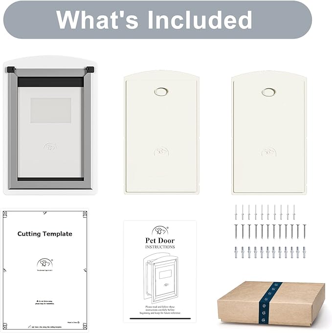 Steel Dog Door for Wall, Energy Efficient Pet Door, Telescoping Tunnel and Steel Frame, Double Magnetic Flaps and Two Sliding Lock Panels, Easy to Install, White, Medium