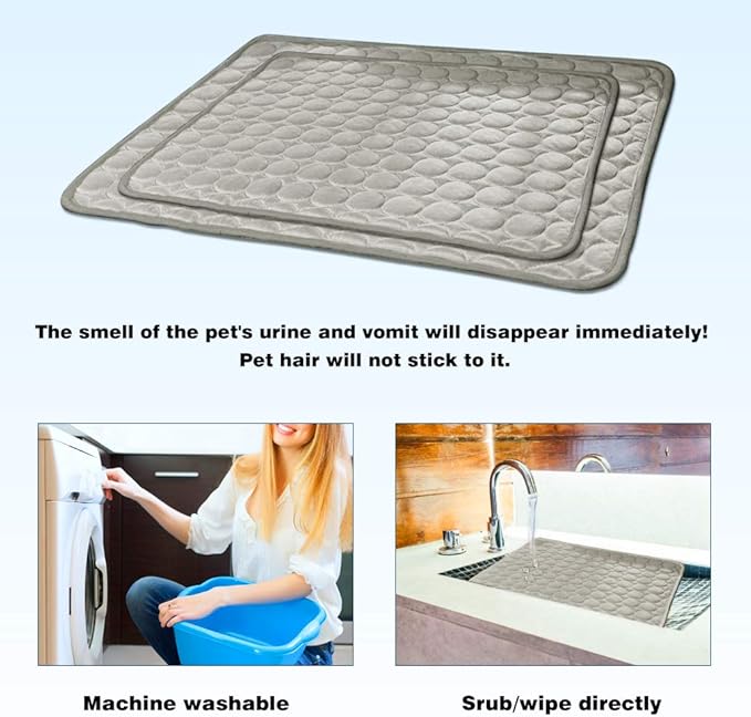 Washable Dog Cooling Mat Ice Silk Cooling Mat for Dogs Pet Self Cooling Pad Blanket Dog Cooling Pad for Indoor & Outdoor Car Seats (Grey, 40x28 in)